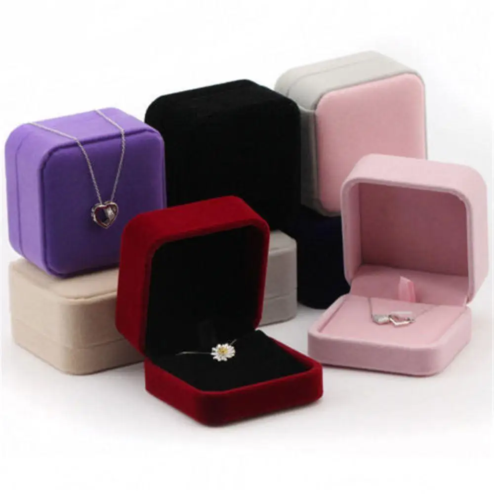 Best Square Wedding Velvet Earrings Ring Box Jewelry Display Case Gift Boxes 