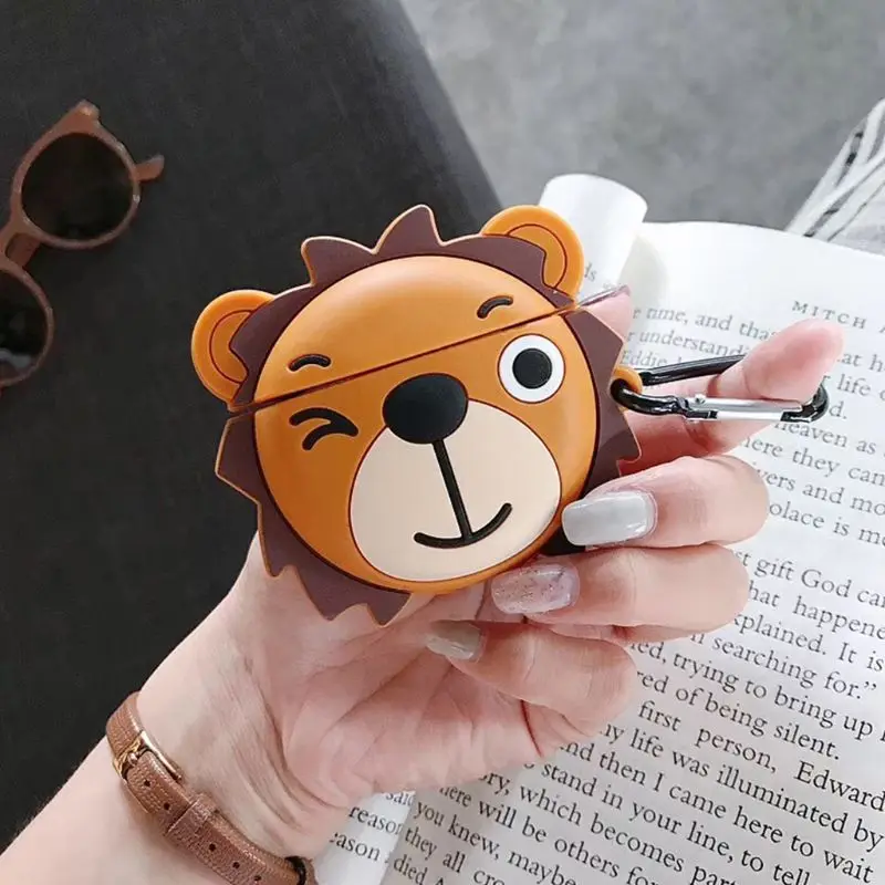 Cute Panda Lion Animal Pattern Protective Case Shockproof Cover Skin Protector for Airpods 1/2 Charging Box Accessories