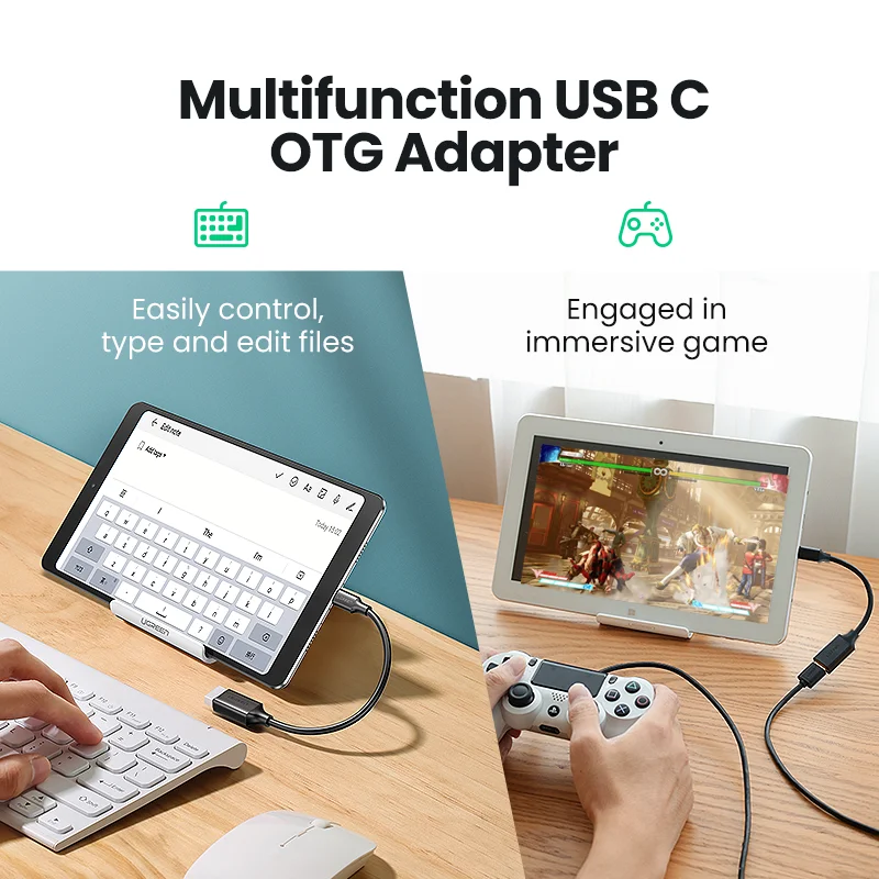 Переходник Ugreen с USB C на кабель переходник Type OTG папа 3.0 A мама для MacBook Pro Samsung S9