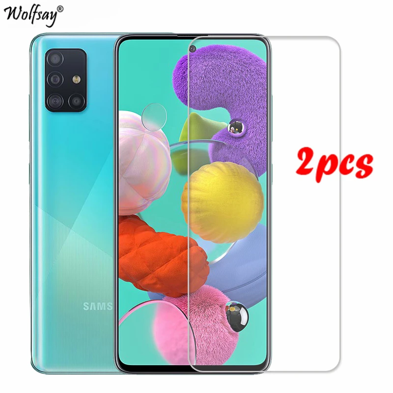 Закаленное стекло для Samsung Galaxy A51 Защитное экрана A515F 9H пленка 2 шт.|Защитные стёкла