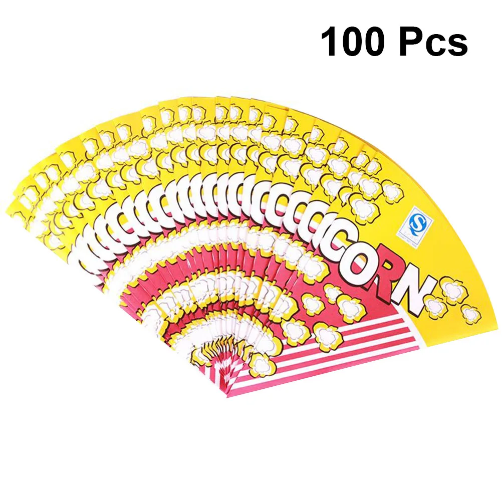 

100pcs Paper Popcorn Boxes Bags Kids Popcorn Box Party Supplies With Tapered Tips Treat Bags For Snack Fries Candy Box Container