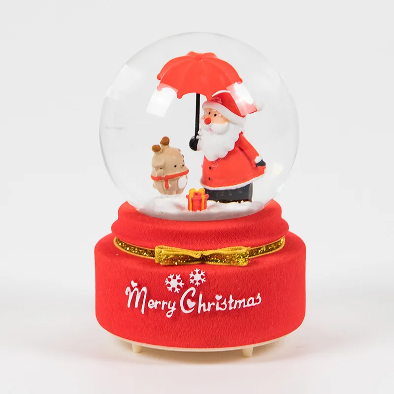 Рождественская музыкальная шкатулка Хрустальный шар с светильник снежинки Рождественский снежный шар Санта Клаус снежный шар Новогодний подарок на день рождения для детей - Цвет: style 3