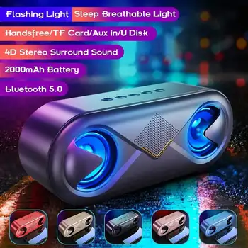 

[ bluetooth 5.0] S6 Cool LED Flashing Light Wireless Speaker 2000mAh Loudspeaker Outdoor Support U-Disk Memory Card 3.5mm AUX-IN