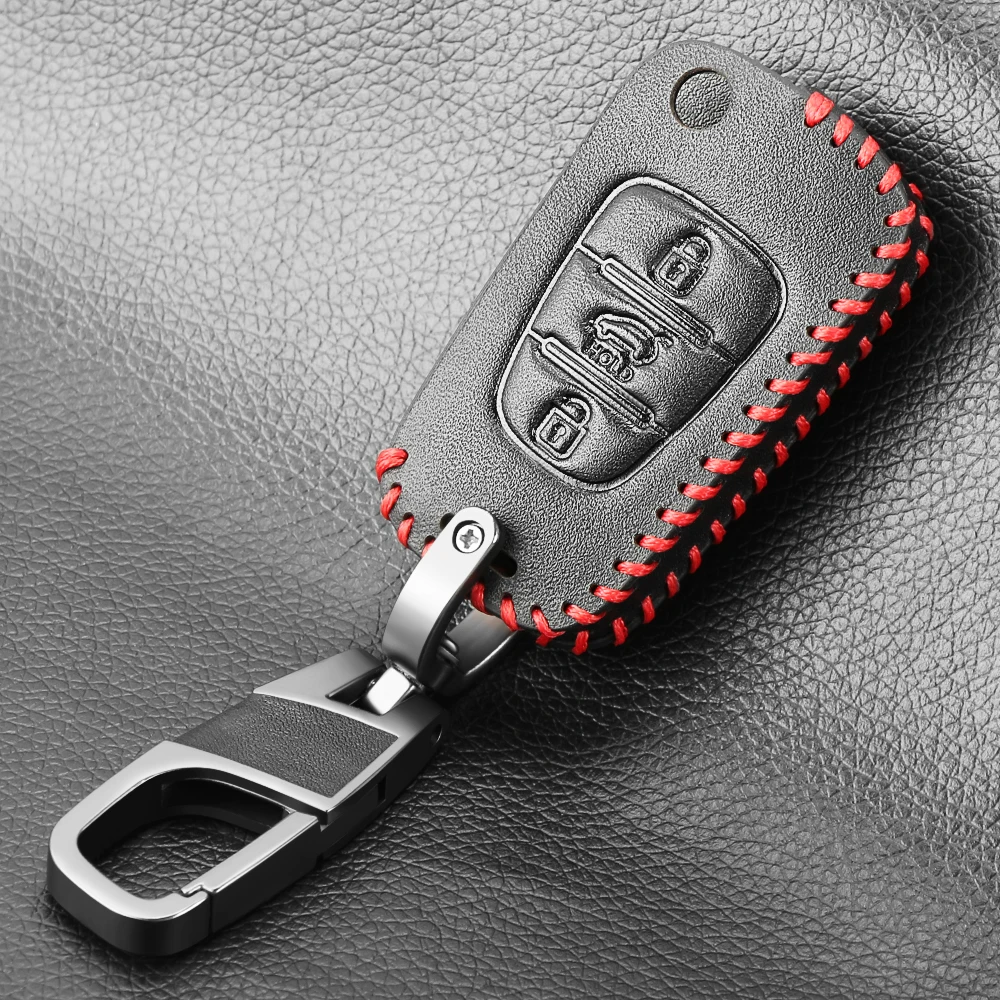 New Leather 3 buttons Remote Car Key Case Cover For Hyundai i20 i30 i40
