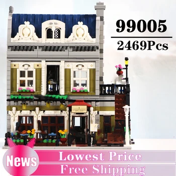 

Free Shipping 99005 Street View Parisian Restaurant 10243 15010 In Stock Building Blocks 2469Pcs Creator Expert king 30007 84010