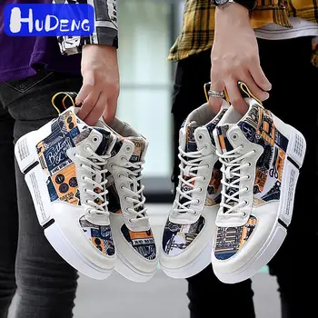 

HUDENG Casual Shoes Men 2020 Men White Sneakers army boots Lace Up Breathable Fashion Man Hip Hop Shoes high-tops Couple shoes