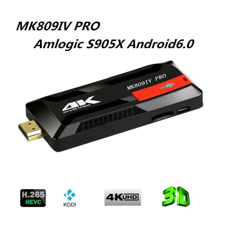 

MK809IV PRO TV Player Android 6.0 Amlogic S905X VP9 HDR 4K H.265 64BIT TV Stick Kodi 16.0 Preinstalled 1GB 8GB TV Dongle Antenna
