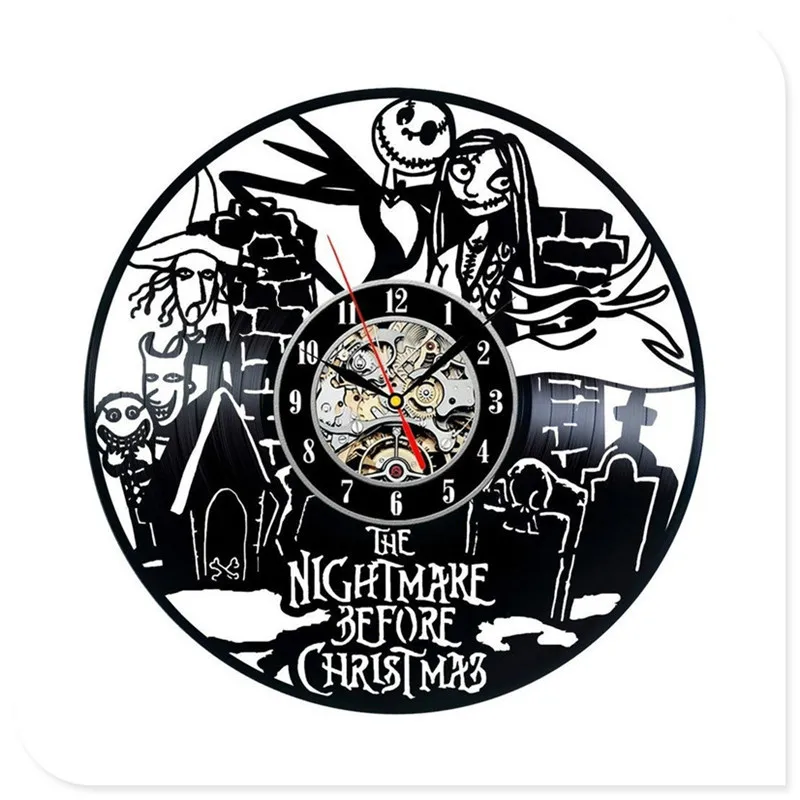 Хэллоуин Skellington черный виниловый CD 3D настенные часы Ночная кобыла перед рождественские украшения для поделок для дома - Цвет: 7