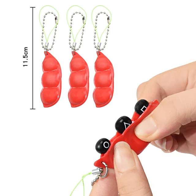 1/3pcs Fidget Toys Pack Portachiavi Decompression Edamame Toys Squishy Squeeze Peas Beans Keychain Stress Adult Toy Key chain 6