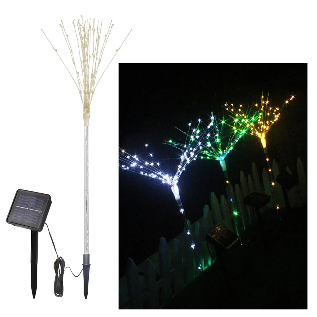 New High Quality 100-LED DIY Shape Fireworks Tree Solar Lawn Light Pathway Garden Lamp 2PC Home& Garden Drop Shipping