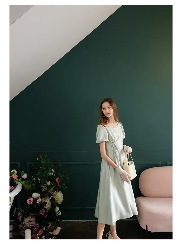 Летнее платье женское винтажное элегантное тонкое Повседневное платье vestido de festa дамское Бандажное Ретро атласное длинное платье с коротким рукавом и круглым вырезом