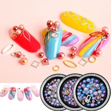 ROHWXY украшения для ногтей 3D Блестящие Стразы для ногтей ювелирные изделия жемчуг для дизайна ногтей красочные DIY Красота