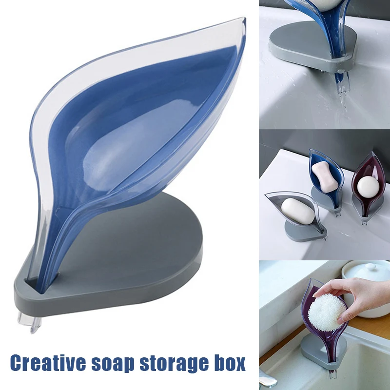 

2020 New Bathroom Decor Leaf Shape Hollow Soap Holder Drainage Storage Holder Container #1