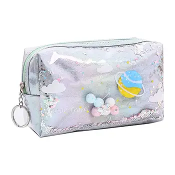 

Lovely Large Quicksand Planet Pencil Case Leather Pen Box Makeup Bag Girls Gift