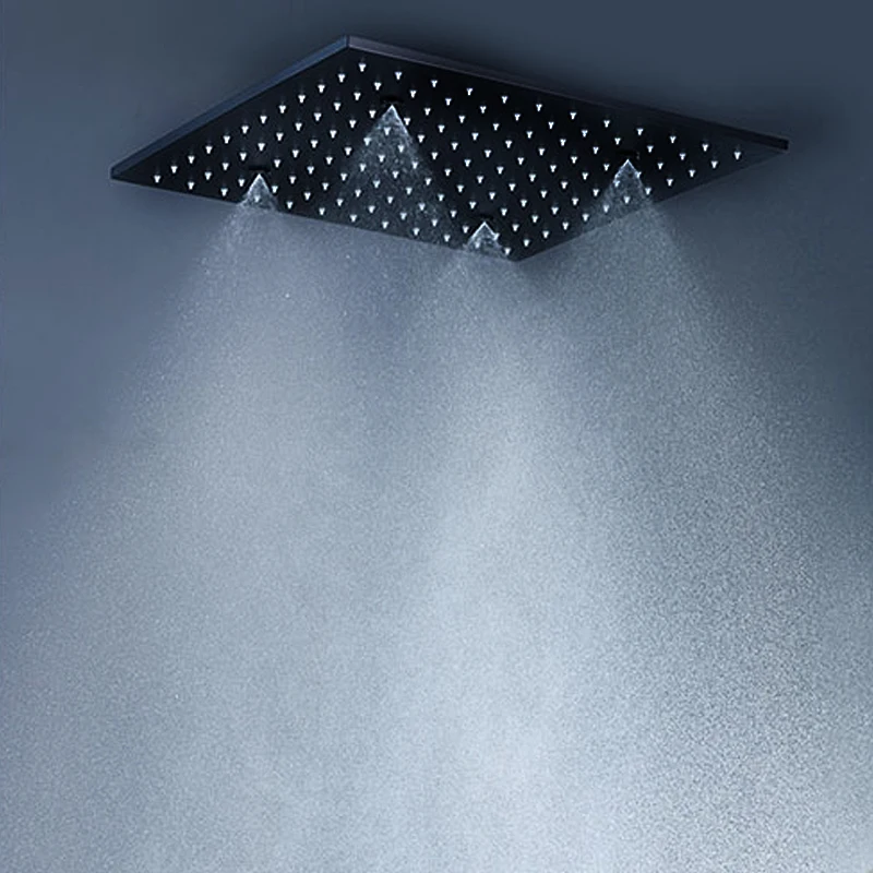 Description Picture 3 of itemHotel Modern Black Shower Set LED Ceiling Rainfall Mist Shower Panel Head Thermostatic Diverter Valve 3 Functions Bathroom