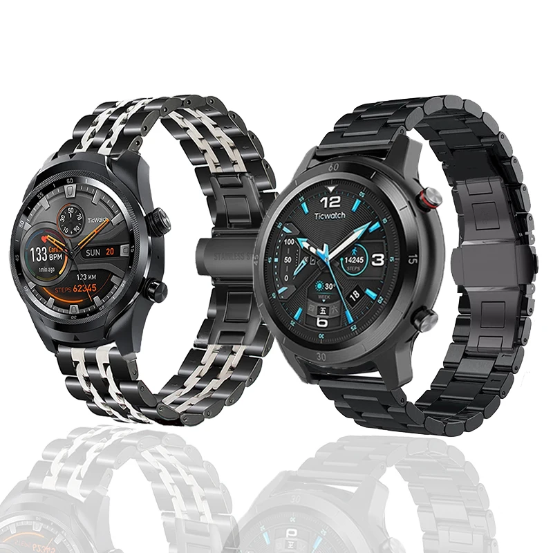 For TicWatch Pro 3 GPS/GTX/E2/S2 Smart Watch Stainless Steel Band Metal 22MM Bracelet Wrist Straps Correa | Наручные часы