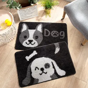 

Water Absorption Bath Mats Anti-Slip Flocking Floor Mat Cartoon Dog/Cat Pattern Bathroom Carpet Toilet Rug Microfiber Mini Mats