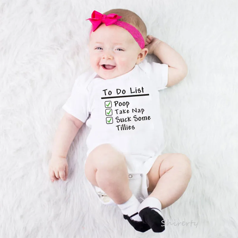 

Baby To Do list Eat Sleep Poop Repeat Print Baby Rompers Body Suits Newborn Baby One-pieces Clothes Baby Sleepsuits 0-24M