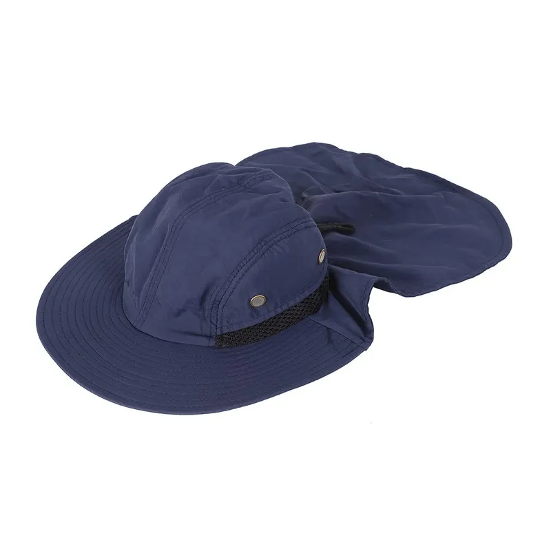 Открытый Рыбалка Пешие прогулки Boonie Snap Hat козырек уха шеи крышка Солнцезащитный щиток Крышка синий цвет