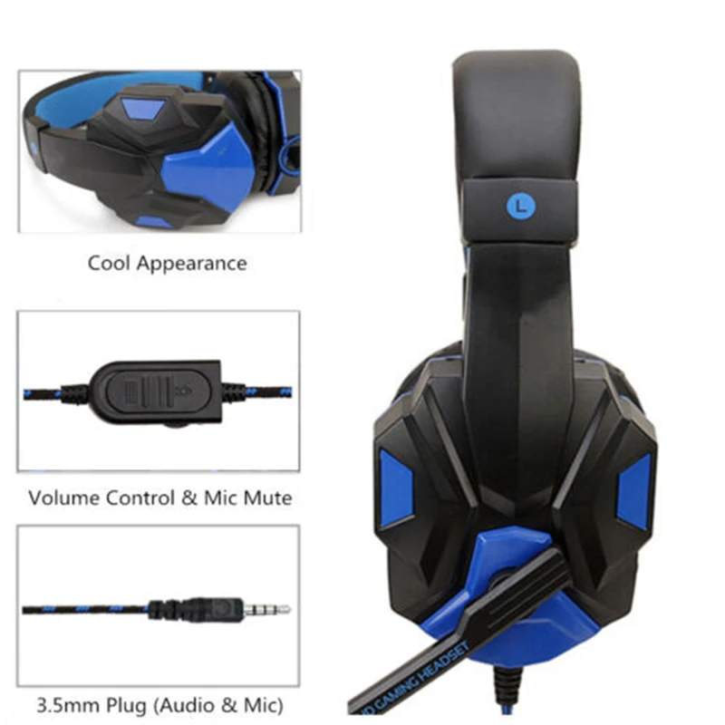 Wired Headphones For ps4 Xbox PC 3.5mm Stereo Wired Gaming earphone Computer foldable gamers headphones With microphone game headset