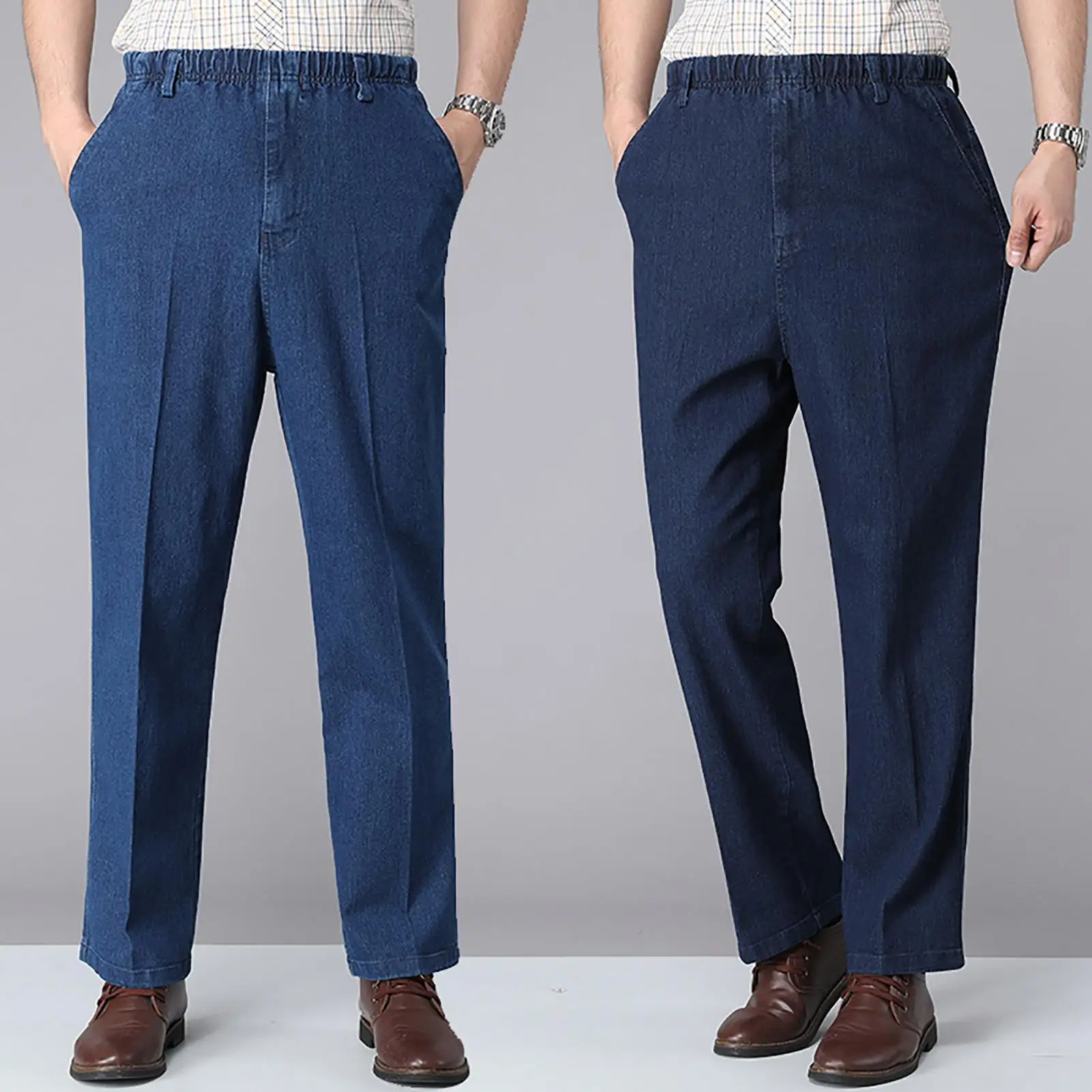 Men Solid Color Elastic Waistband 