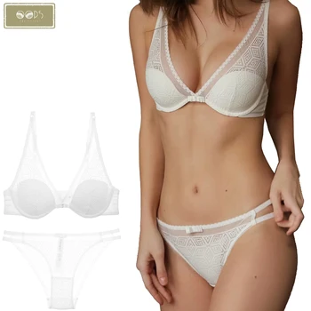 

Women High-end Lacy Sexy Bra Panties Set Seamless Push Up Underwear Briefs Lady Female Thin Lingerie Transparent Sets