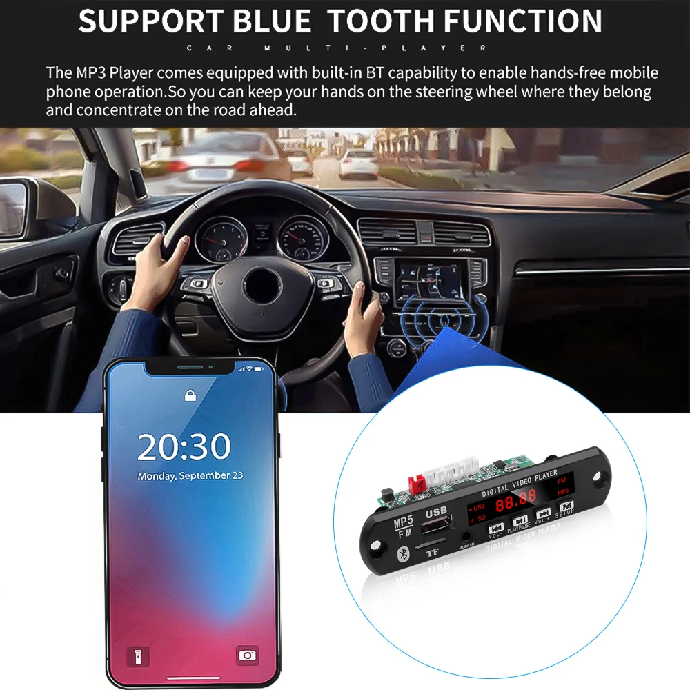 Bluetooth MP5 декодер плата аудио видео плеер Поддержка USB TF MP3 WAV декодирование без