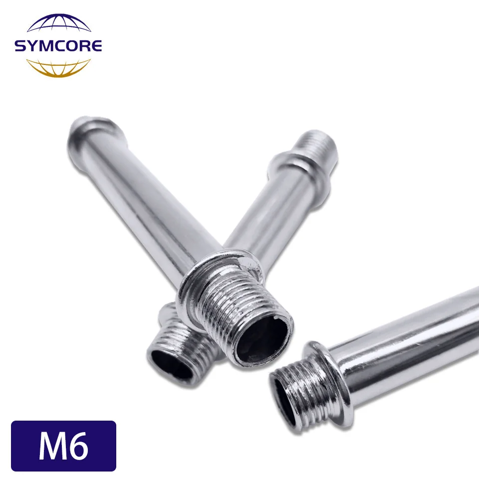 LED Lamp Accessories Thread Adapter 2pcs Double Head M6 External Thread Tube At Both Ends Counter Light Chandelier Wall Lamp Silver Connecting Rod Straight Tube