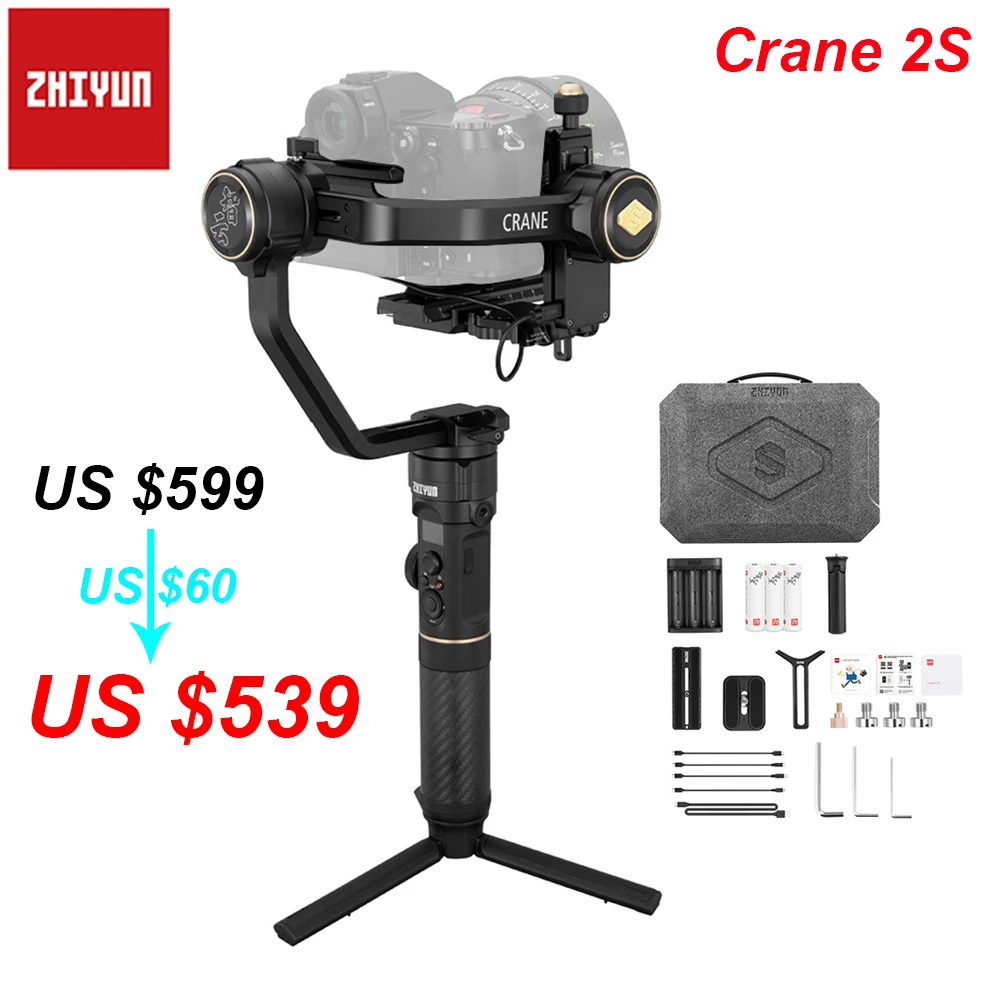 Zhiyun Crane 2S 3 Axis ручной шарнирный стабилизатор для камеры GoPro Объективы камер Sony Canon