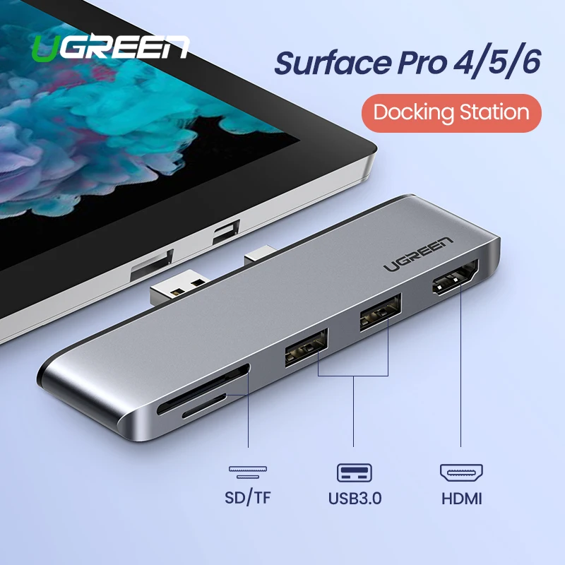 Ceny Ugreen USB 3.0 HUB wielu USB do USB3.0 Port HDMI SD TF stacja dokująca dla microsoft surface Pro 4 5 6 rozdzielacz adapter USB