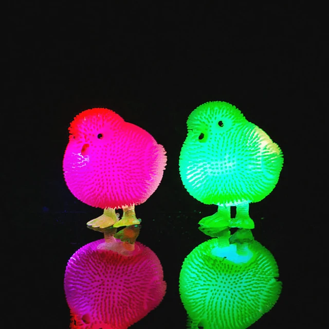 Cute Chickens Squidgy LED Flashing Puffer Ball Squeeze Stress Relieve Kids Toy 1