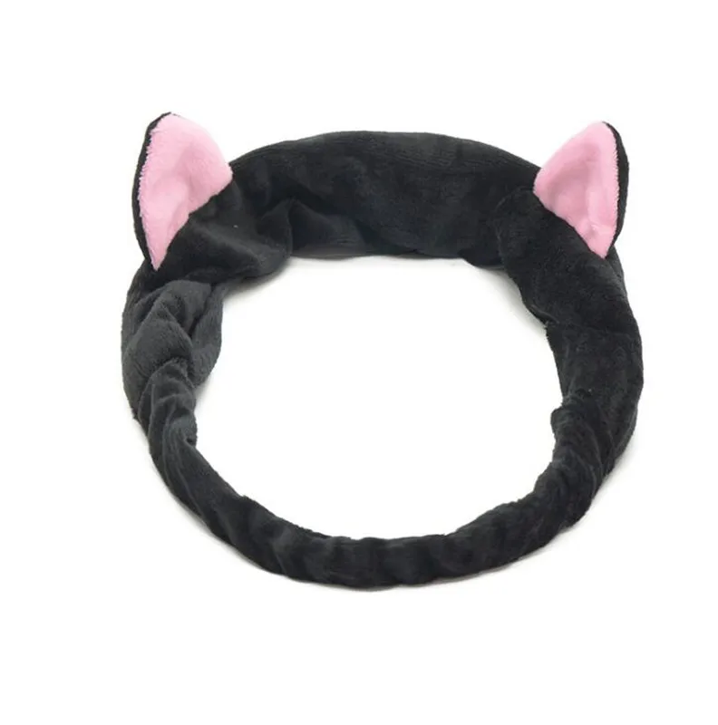cat ear black Новинка OMG письмо коралловый флис мыть лицо ободок с бантиком для женщин девушек держатели головных уборов резинки для волос аксессуары для волос в виде тюрбана - Цвет: cat ear black
