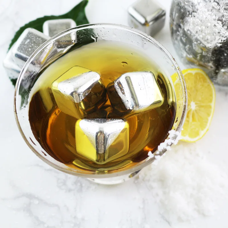 Reusable Stainless Steel Whisky Stones Ice Cubes Set, Food Grade, Wine Cooling Cube, Chilling Rock, Party Bar Tool, New