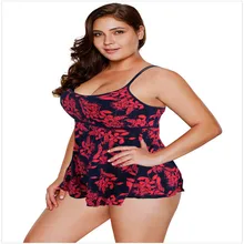 Женский плюс размер сексуальный бикини цельный купальник размера плюс купальник с принтом