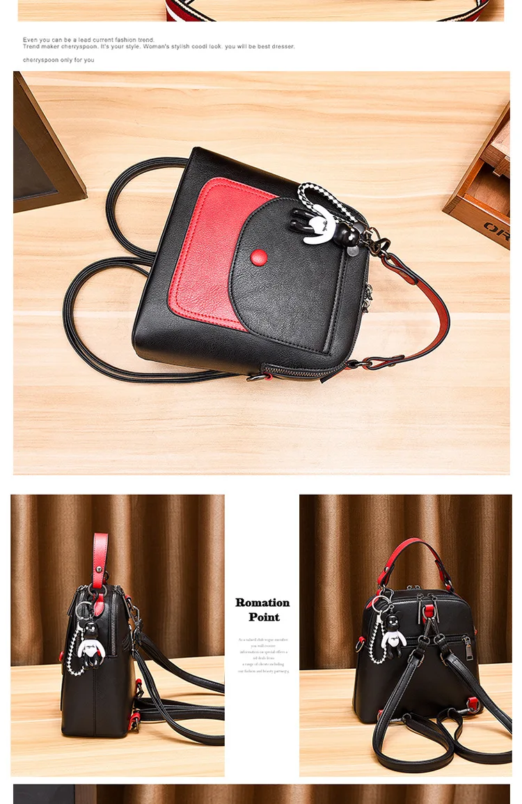 Womens pu leather backpack black lady Small Backpacks Female cute girl Shoulder backpack bag for women