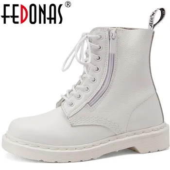 

FEDONAS Side Zipper Chunky Heels Shoes Woman Genuine Leather 2002 Winter Newest Demi-Season Boots For Women Wedding Ankle Boots