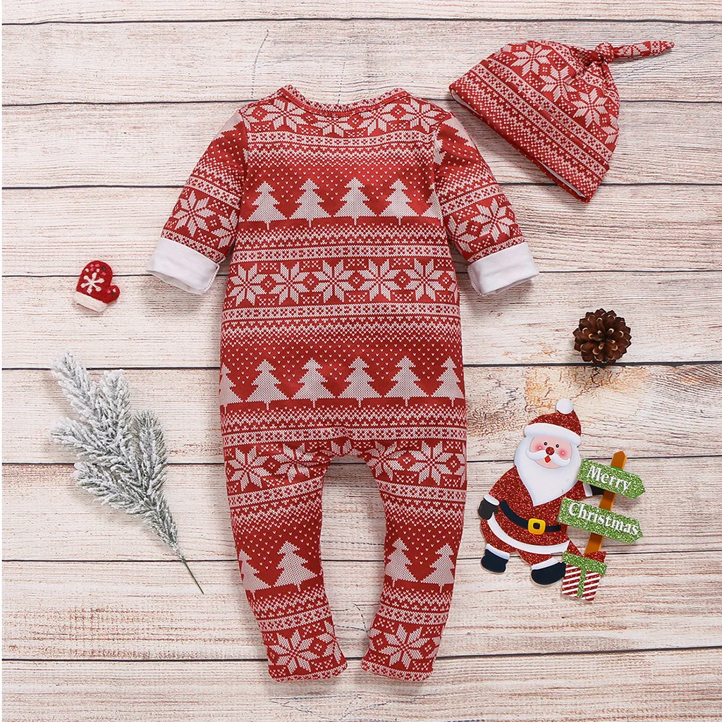 Fashion Jumpsuit Baby Boys Girls Headband Long Sleeve Christmas Cartoon Cute Romper Jumpsuit Clothes New Born Baby Clothes