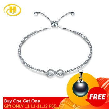 

Hutang Infinity Bracelet For Women 925 Sterling Silver Fine Jewelry Rhinestones White Zirconia Endless bracelet Factory Hot Sale