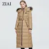ZIAI 2022 nouveau hiver femmes manteau long chaud mode vêtements raton laveur naturel fourrure col gratuit ceinture détachable chapeau ZR-8716 ► Photo 3/6