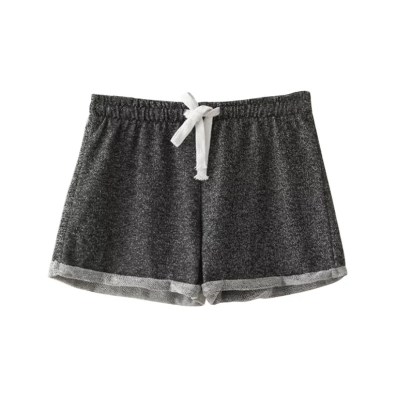 Black Grey Esportes быстросохнущие женские шорты на шнурке повседневные хлопковые шорты с эластичной резинкой на талии - Цвет: Black Grey