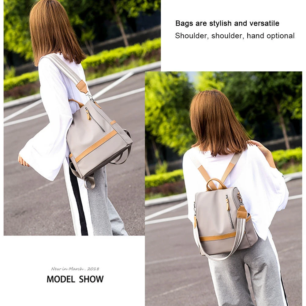 Дамские сумки на молнии через плечо, модный рюкзак для женщин, водонепроницаемый рюкзак из искусственной кожи, 3 способа, студенческие рюкзаки - Цвет: khaki