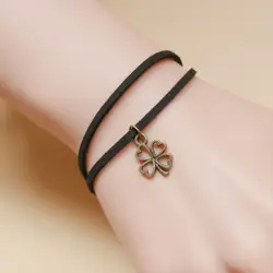 [Фигура Oumuli] Новый стиль корейский стиль Женский четырехлистный цветок кулон браслет простой многослойный ручной ювелирные изделия