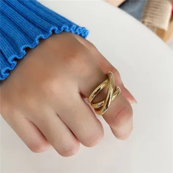 

RUIYI Real 925 Sterling Silver Women Handmade Weaving 18K Gold Plated Delicate Rings Fashion Pure Silver Minimalism Niche Rings