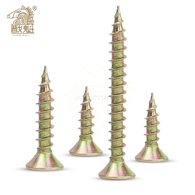 Self Tapping Screw 30pcs Cross Recessed Countersunk Fiberboard Chipboard Screws m3.5 m4 m5 Yellow Zinc Coated