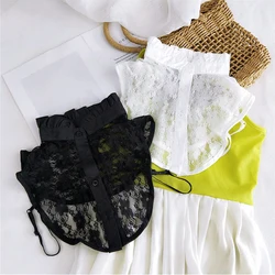 Women's Clothing High Collar Korean Style Solid Color Fake Collar Black And White Simple All-match Lace Blended Fake Collar