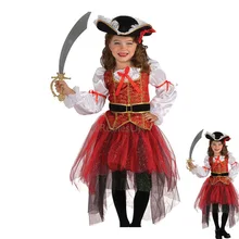 Подарок на Рождество Хэллоуин пиратский костюм для косплея девушки карнавальное платье Дети Одежда представление детский сад хэллоуин карибский пиратский капитан джек воробей трикорн косплей к