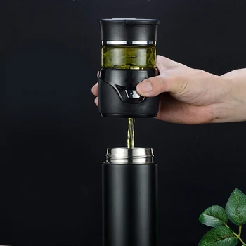 

Portable Tea Insulated Cup Glass Tea Water Bottle with Separation Cup JS22