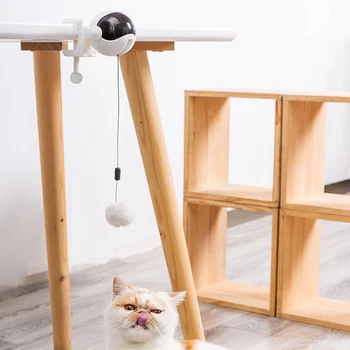 

Electric Cat Toy Funny Interactive Training Practical Automatic Lifting Home ABS Exercise Retractable Rope Flutter Rotating