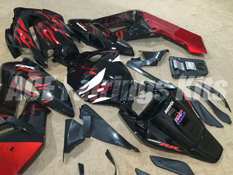 4 подарки литья под давлением ABS Полный обтекатели комплект Подходит для Honda CBR1000RR cbr1000 04 05 2004 2005 тела набор Пламя Красный