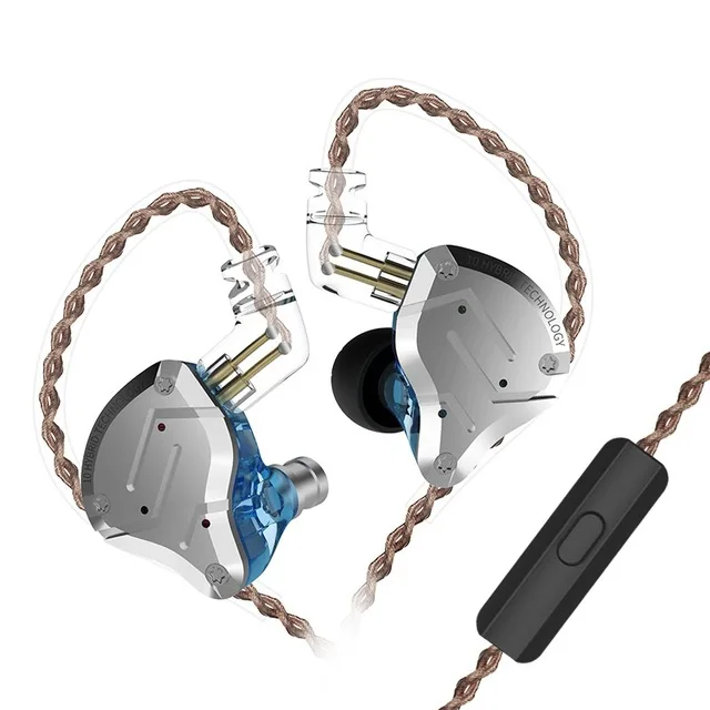 KZ ZS10 PRO 1DD 4BA HIFI металлическая гарнитура, гибридные наушники в ухо, спортивные наушники с шумоподавлением - Цвет: blue mic